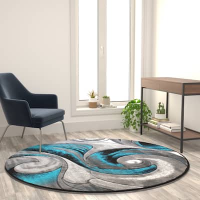 Modern Ocean Wave Design Olefin Indoor Area Rug