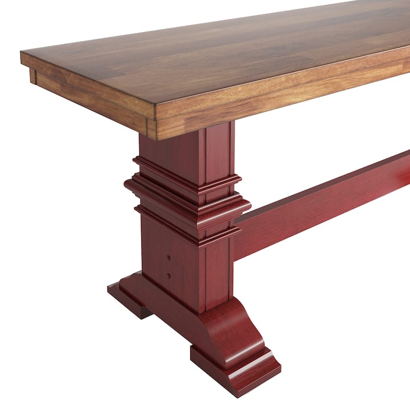 Eleanor Two-Tone Trestle Leg Wood Dining Bench by iNSPIRE Q Classic