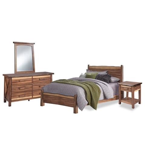 Homestyles 4-Piece Forest Retreat Queen Bed, Nightstand, Dresser, and Mirror Set
