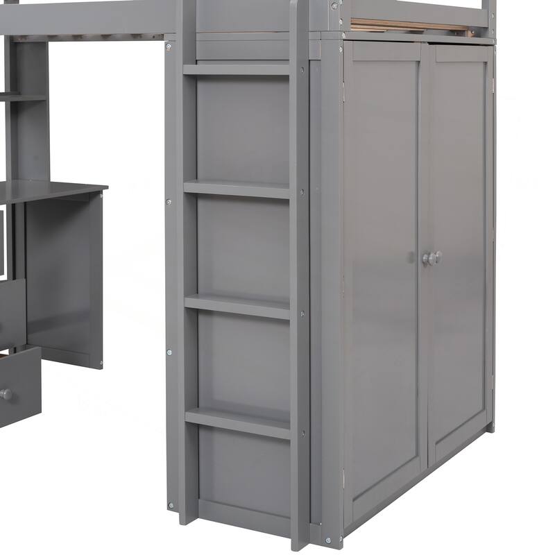 Versatile Twin Loft Bed with Multiple Functions for Space Optimization