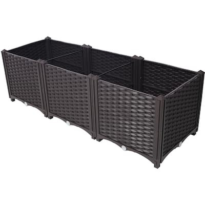 Deep Raised Garden Bed Plastic Planter Boxes for Vegetables Flowers Herbs and Succulents,Self-Watering Planter Box Raised Bed