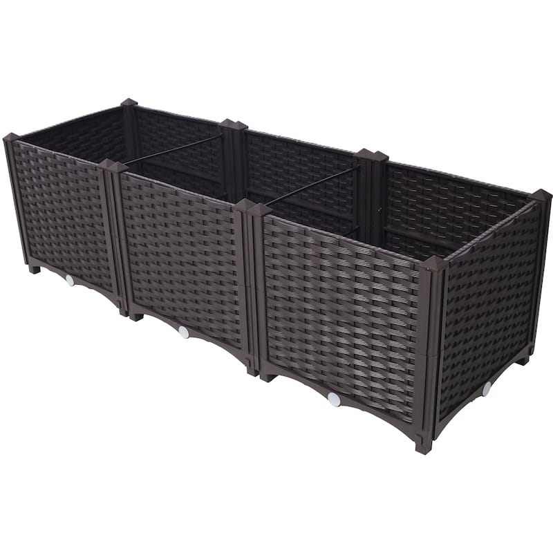 Portable Vegetable & Flower Planter Box, for Patio, Balcony, Backyard - Brown+47.2" L X 15.7" D X 14.7" H