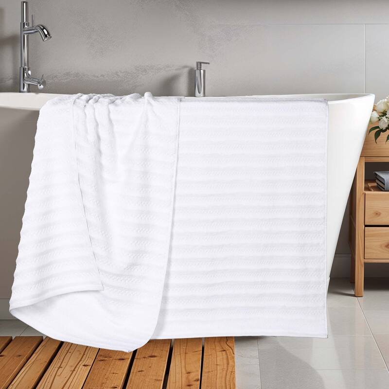 Superior Zuma Zero Twist Cotton Medium Weight Soft Absorbent Bath Sheets, Set of 2 - White