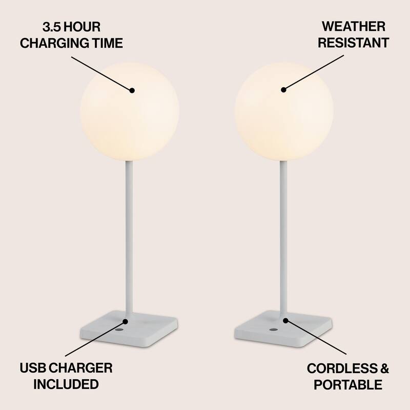 17.5" Modern LED Table Lamp, Dimmable, Cordless, Touch Sensor (Set of 2) - 17.50