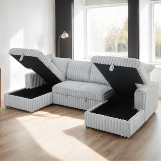 U-Shaped Sleeper Sofa, 122 inch Overisze - 2 in 1 Pull Out Bed - Bed ...