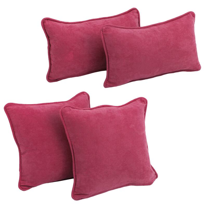 Blazing Needles Delaney Microsuede Throw Pillow Set (Set of 4) - Bery Berry
