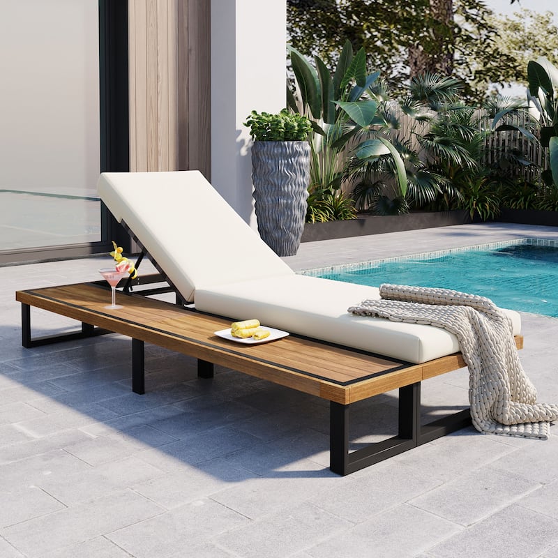 GO Outdoor Chaise Lounge Chair with 5-Position Adjustable Backrest