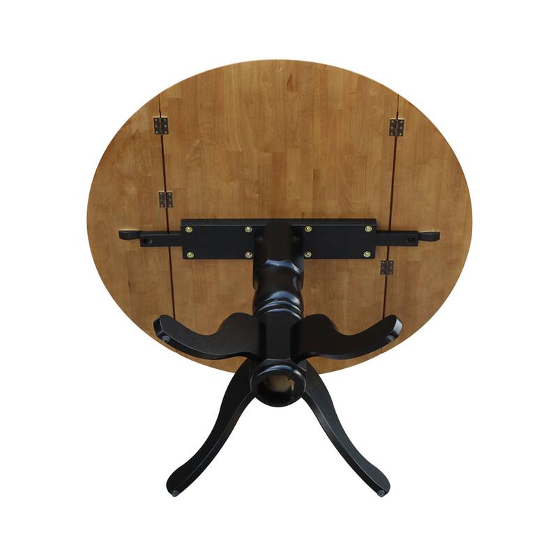Round Pedestal Base Solid Wood 42-inch Drop-leaf Dining Table