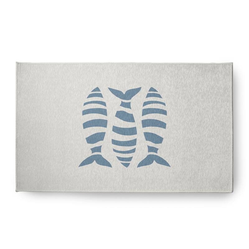 Puzzle Fish Nautical Chenille Rug - Dusty Smoke - 18" x 30"