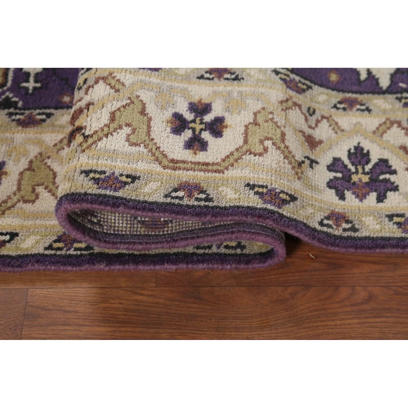 Purple Oushak Indian Rug Handmade Transitional Wool Carpet - 4'1"x 5'11"