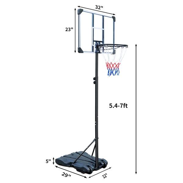 slide 2 of 7, Adjustable Portable Basketball Hoop with Wheels for Indoor/Outdoor Play - 28’’L X 18’’W X 1.2''H Black