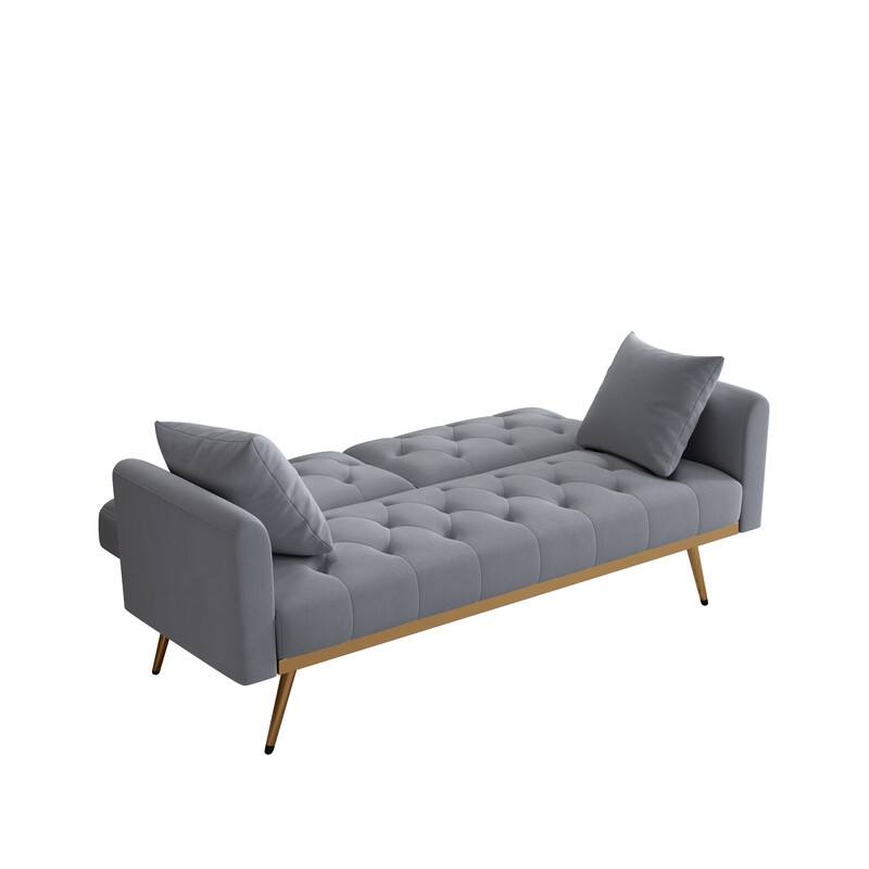 Sofa Bed 68.3" Velvet Tufted Back Convertible Sofa