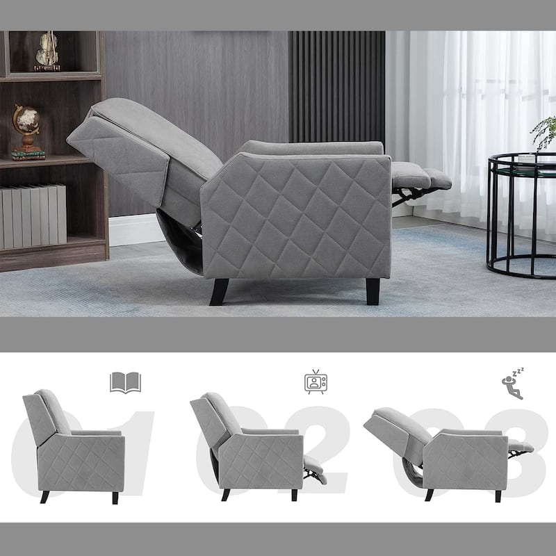 AVAWING Push Back Recliner Chair Linen Wing Back Chair
