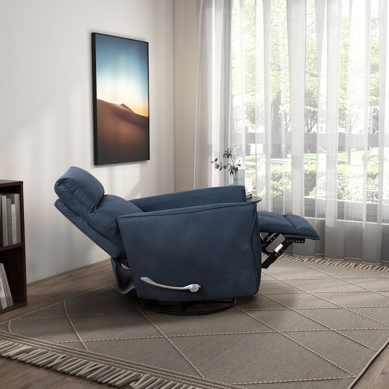 Dara Mid Century Modern Microsuede Glider Swivel Recliner