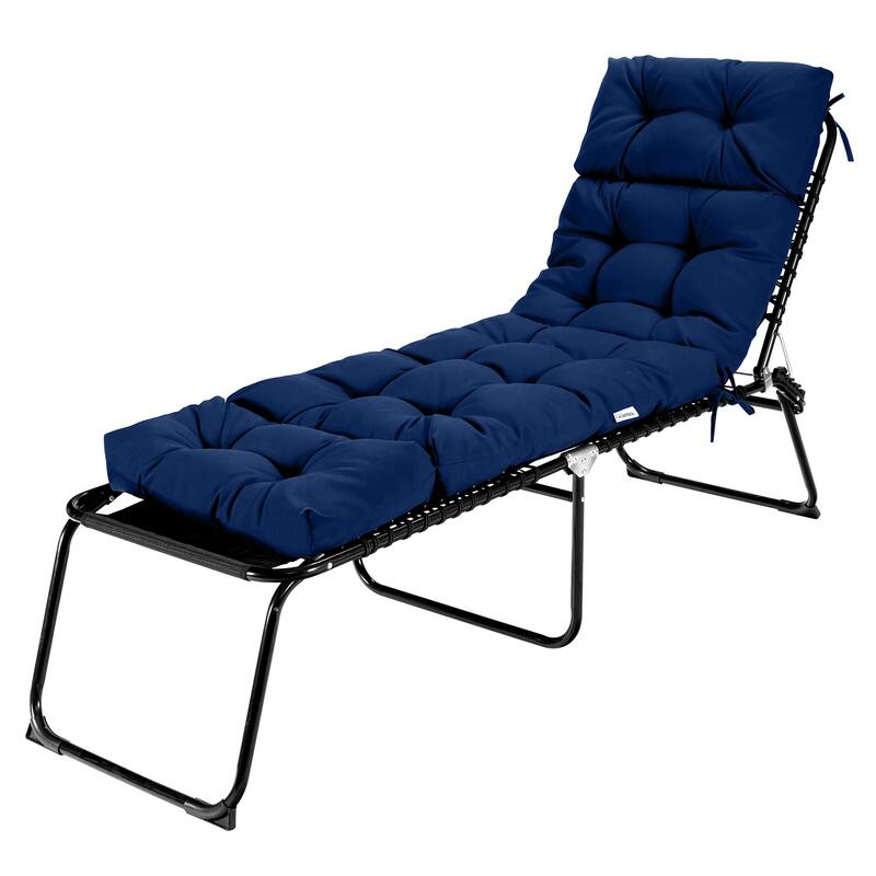 73" Comfortable Lounge Chair Cushion with Head Pillow and Waterproof for Outdoor or Indoor Use - 73'' x 22'' x 4'' (L x W x H)
