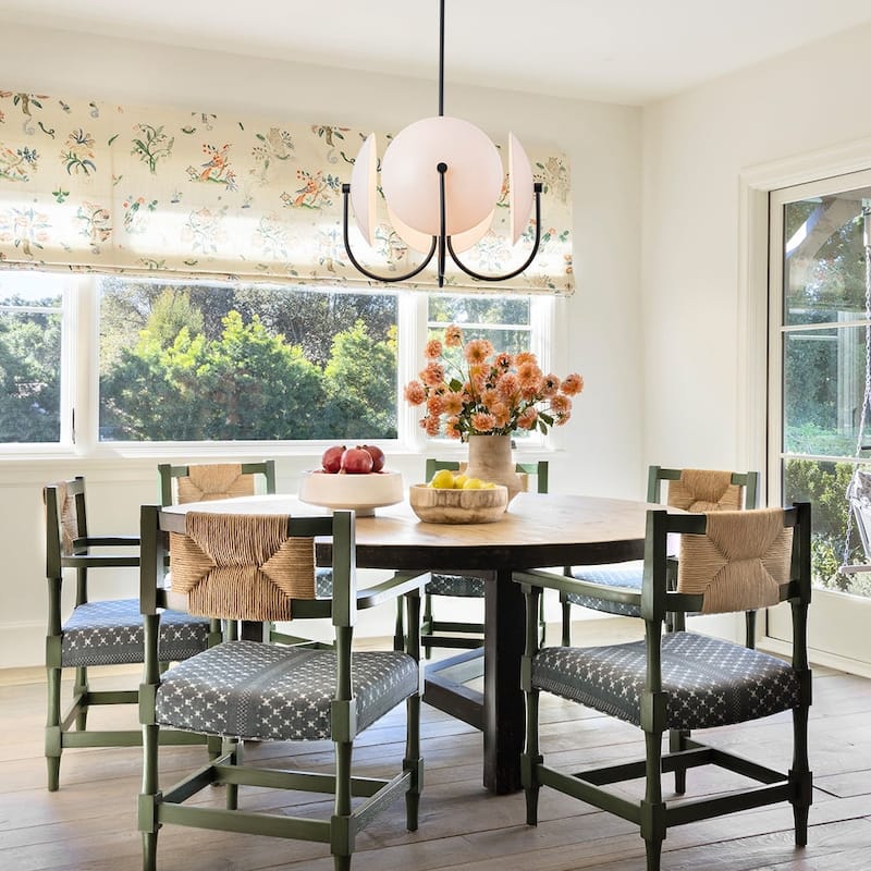 Designer 4-Light White Glass Disc Sphere Sputnik Chandelier 20in