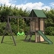 preview thumbnail 1 of 10, Kids Outdoor Swing Set with Wave Slide & Belt Swings – Backyard Playground Play Equipment for Toddlers & Children 2-4 Years - Swing Set