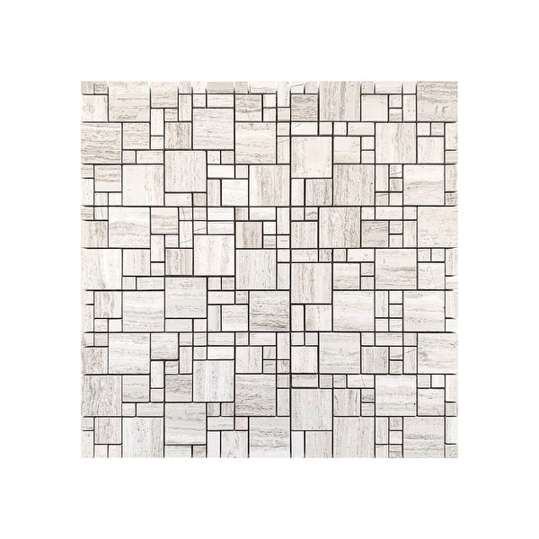 Carrara Marble Mosaic Decorative Backsplash Tile, 12"x 12"x 0.38"/pc. Opens flyout.