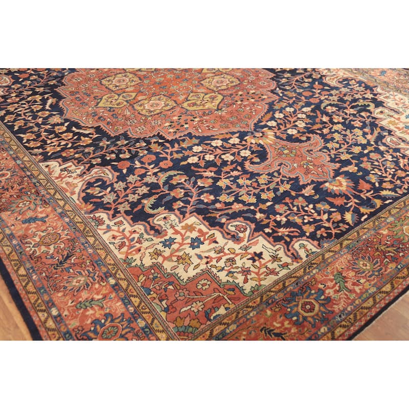 Vegetable Dye Sarouk Farahan Persian Area Rug Hand-Knotted Wool Carpet - 9'1"x 12'6"