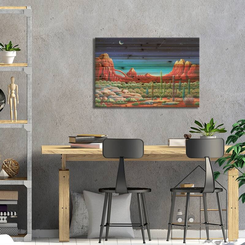 Red Rocks V Print On Wood by Andy Russell - Multi-Color