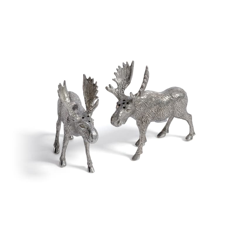 St. Anton Pewter Moose Design Salt & Pepper Shaker Set