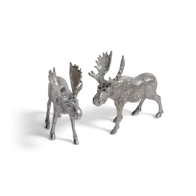 St. Anton Pewter Moose Design Salt & Pepper Shaker Set