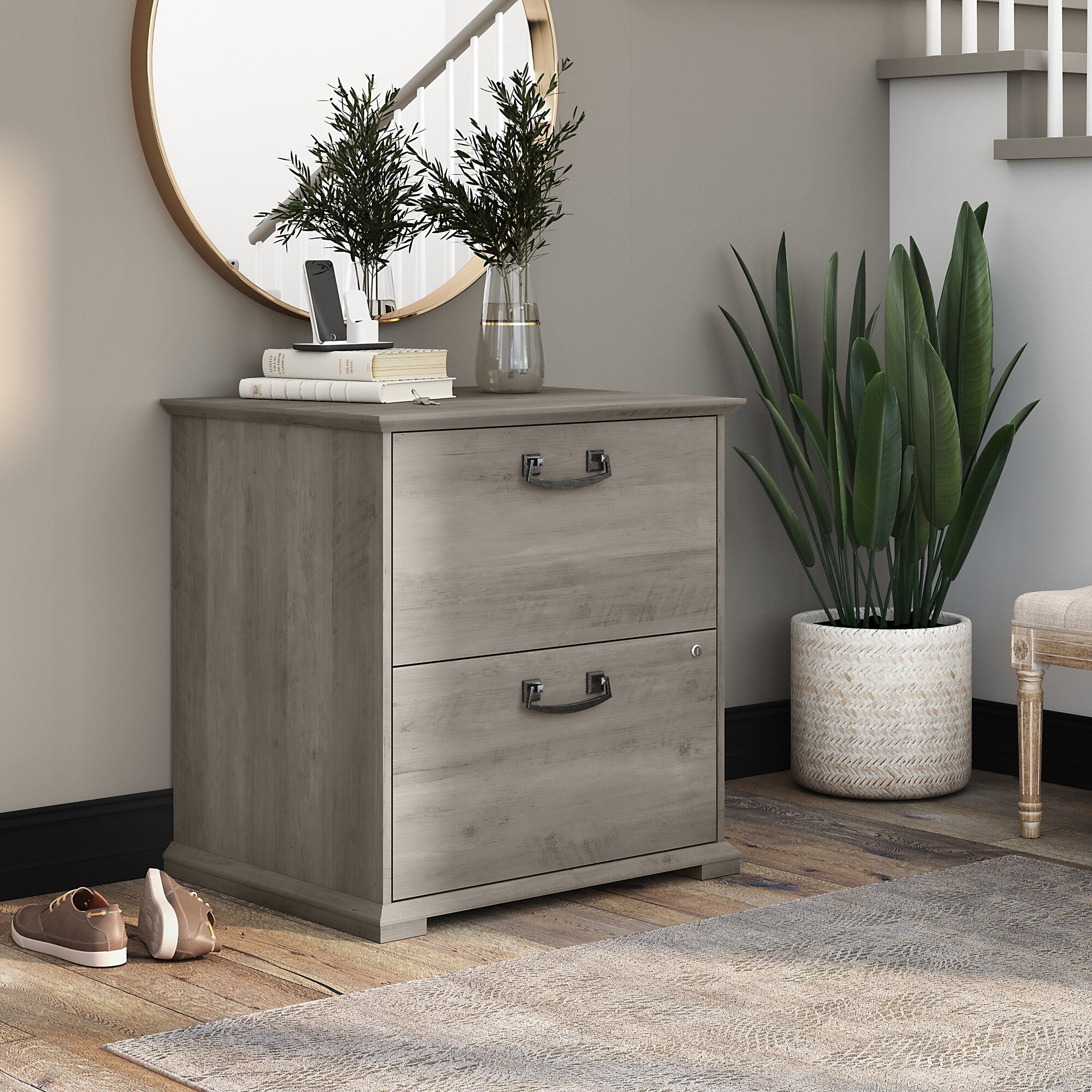 Homestead Farmhouse 2 Drawer Accent Cabinet by Bush Furniture On