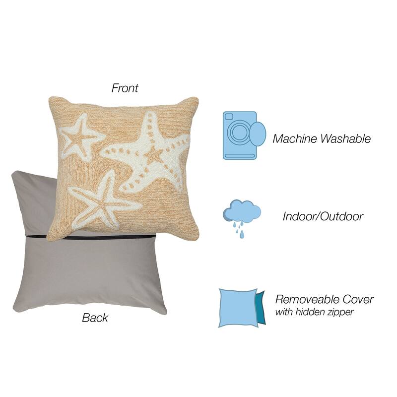 Liora Manne Frontporch Starfish Indoor/Outdoor Pillow Neutral 18" Square