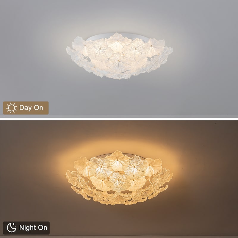 LED Flush Mount Ceiling Light with Clear and Frosted Glass Petal Design