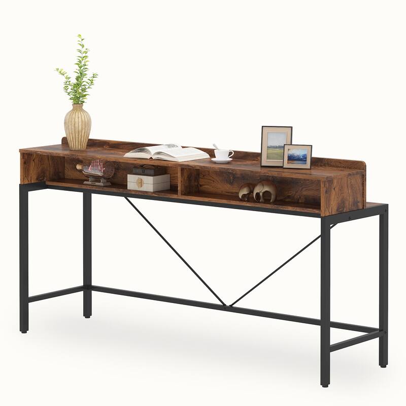 70.9 Inch Long Industrial Console Table, 2 Tier Narrow Sofa Console Tables for Living Room, Entryway