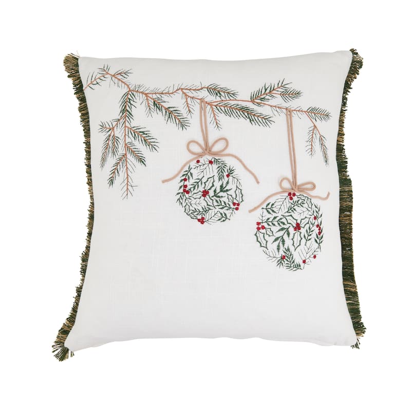 Ornament Throw Pillow - 18"x18" - Feather Down - Ivory
