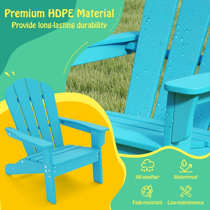 Gymax 2PCS Kid's Adirondack Chair All-Weather HDPE Toddler Lawn Chair