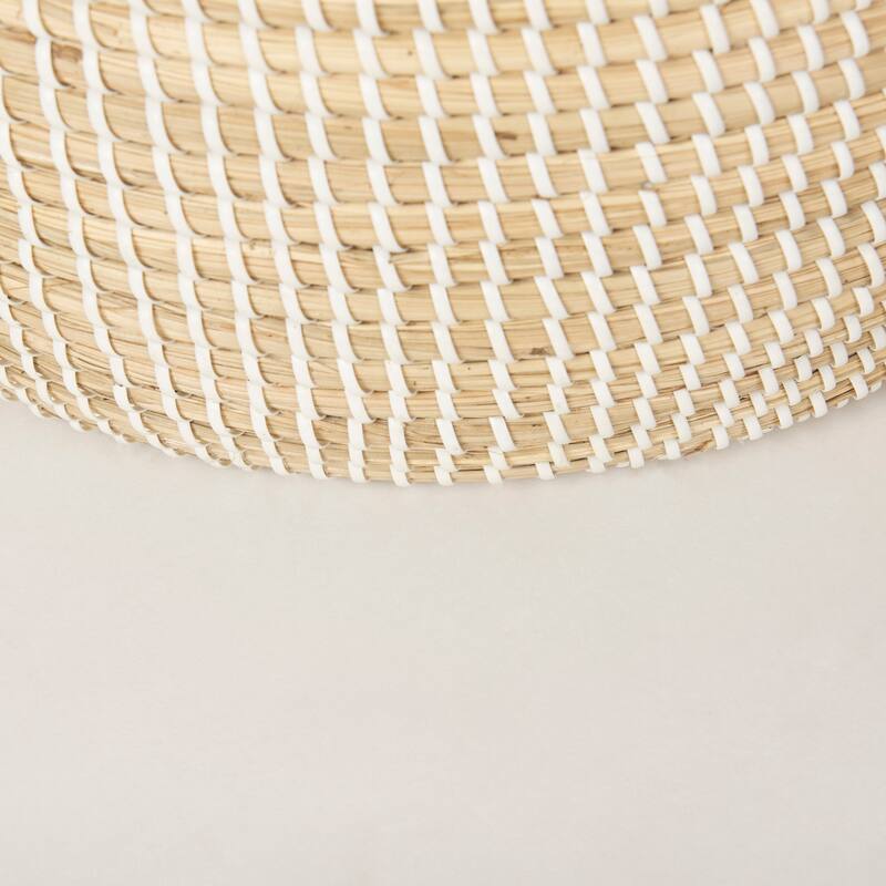 Kairi Light Brown Seagrass Floor Baskets With Lids And Handles (Set of 2) - 20.9L x 20.9W x 29.9H