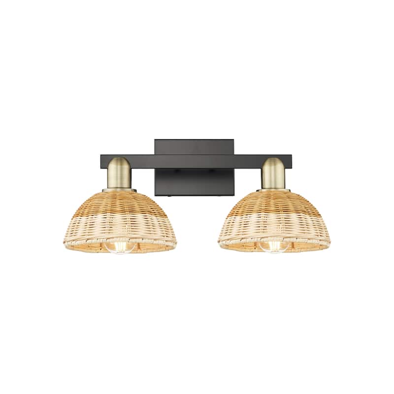 Innovations Lighting 716-2W-11-16 Natural Ballston Dome Vanity 2 - Black Antique Brass / Natural