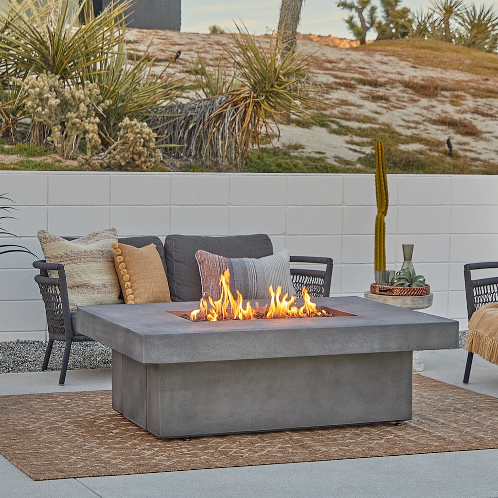 Lindon 60" Fire Pit with Hidden Tank Made in USA by Real Flame Ash Finish