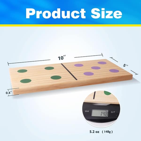 dimension image slide 2 of 3, GSE™ 28-Piece Giant Wooden Dominoes with Multi-Color Dots, Jumbo Domino Tile Game Set for Outdoor Backyard Lawn Game