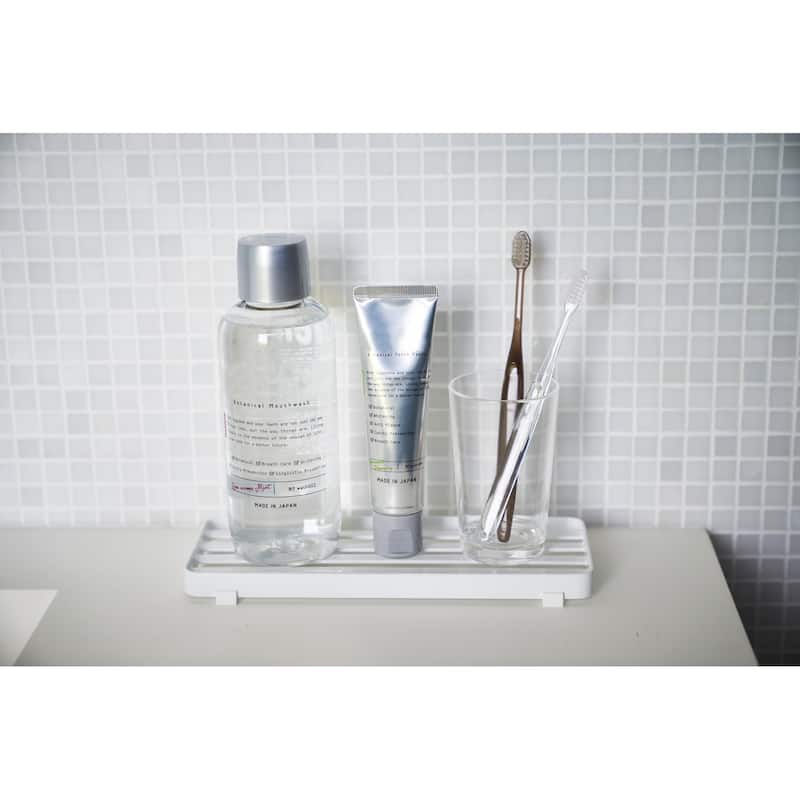 Yamazaki Home Slotted Bathroom Tray, Steel - L 3.54 x W 9.45 x H 0.59 inches