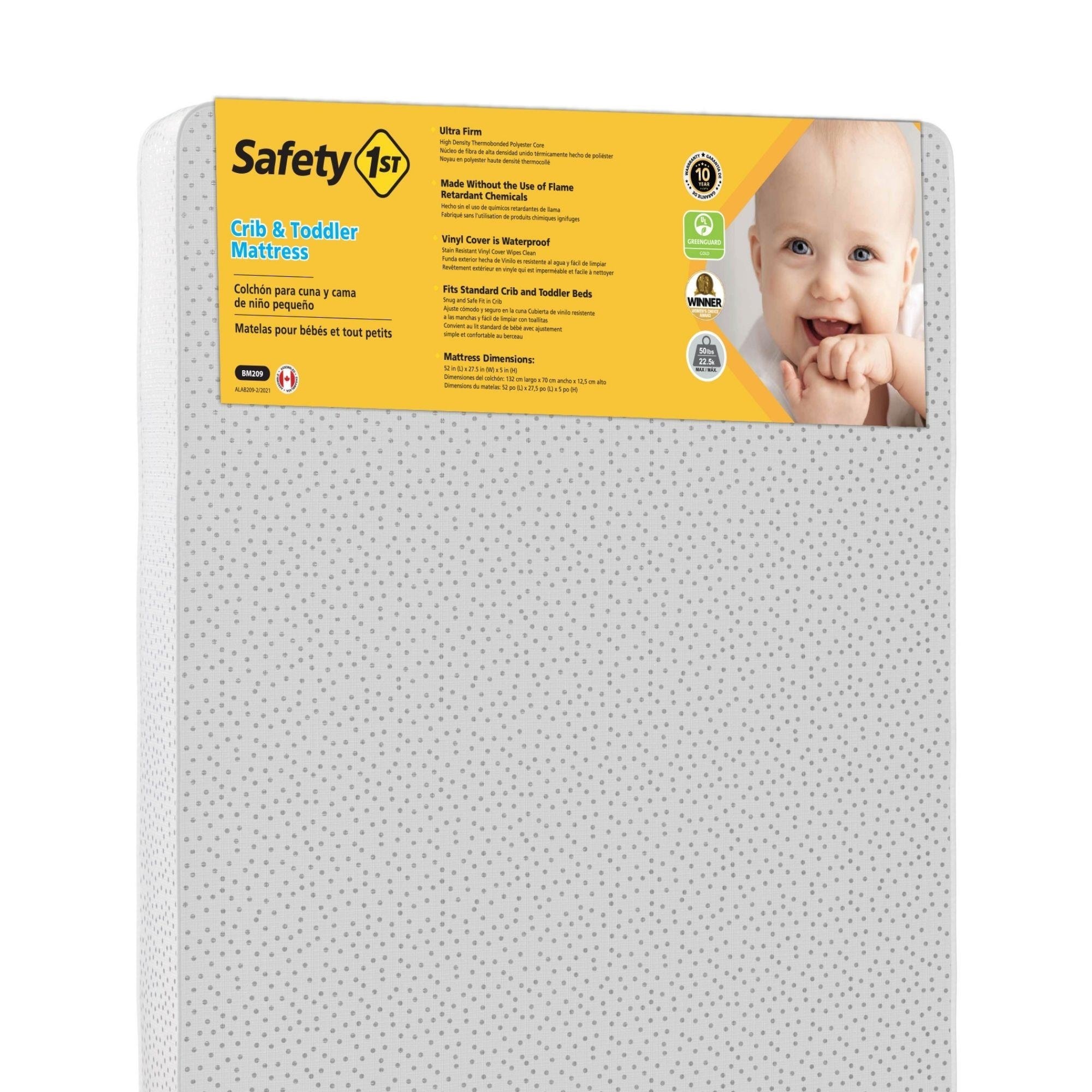 Safety 1st Pacific Baby Toddler Mattress, White/Gray Polka Dot