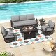 preview thumbnail 128 of 145, Aluminum Patio Outdoor Sectional Sofa Set with Fire Pit, Swivel Rocking Chairs and Ottomans