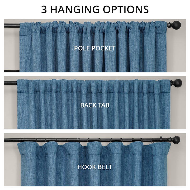 Exclusive Fabrics Textured Faux Linen Extra Wide Room Darkening Curtains for Bedroom & Living Room Curtains (1 Panel)