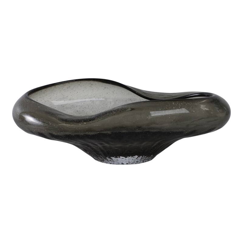 Glass Decorative Bowl Organic Textured Valencia Style - 6" Clear - 15" x 9" x 6"