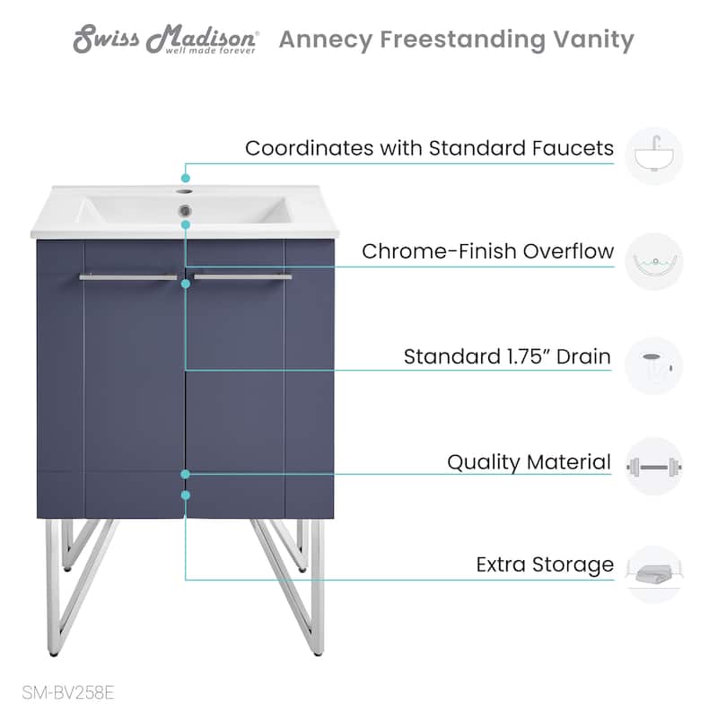 Annecy 24" Bathroom Vanity in Cinder Purple