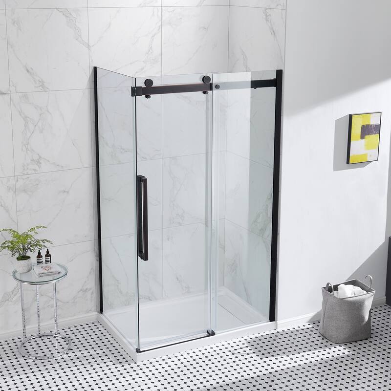 Bel Soft Close 3-Piece Base/Door Rectangular Corner Shower Kit (Left or Right Drain)