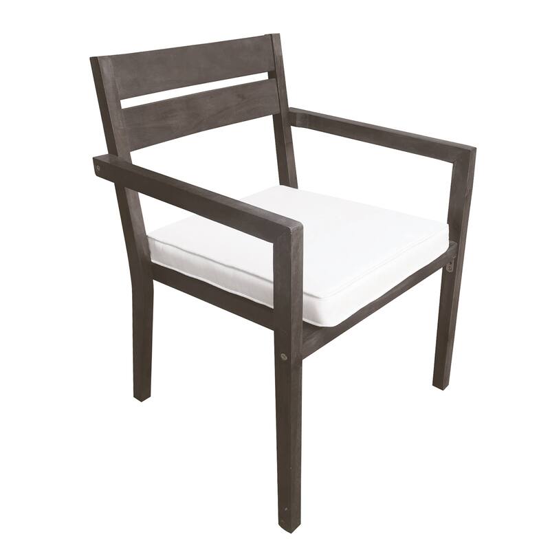 Roomfitters 7-Piece Acacia Wood Outdoor Dining Set with Cushions, 6 Armchairs and Rectangular Table for Patio Garden