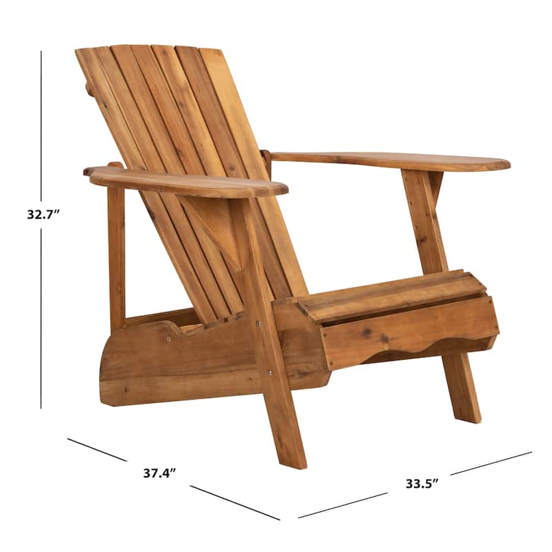 SAFAVIEH Outdoor Living Mopani Adirondack Natural Acacia Wood Chair - 33.5" W x 37.4" D x 32.7" H