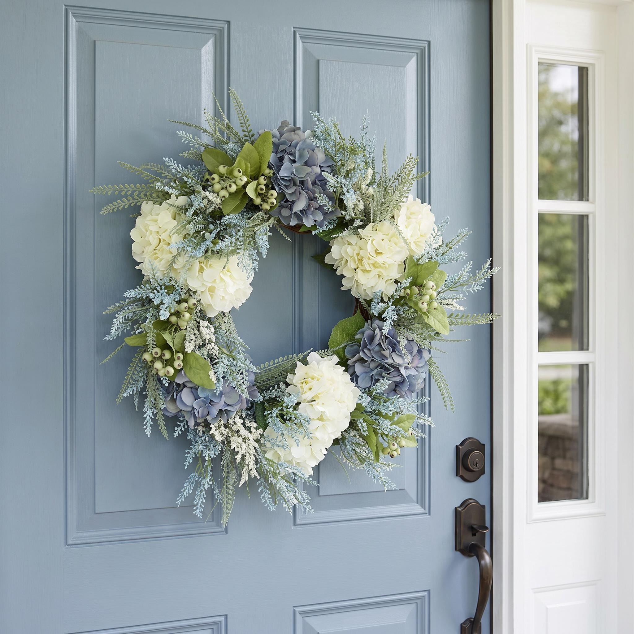 28" Hydrangea, Heather and Berry Wreath