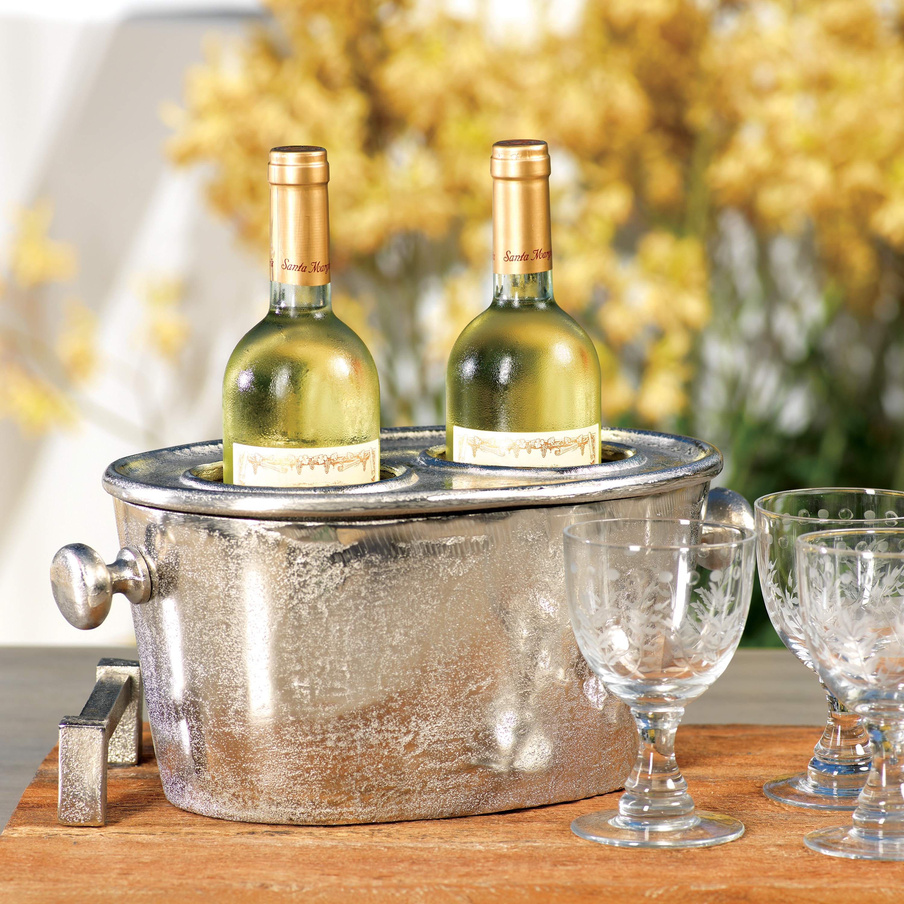 Zodax Raw Aluminum Two Bottle Wine Holder