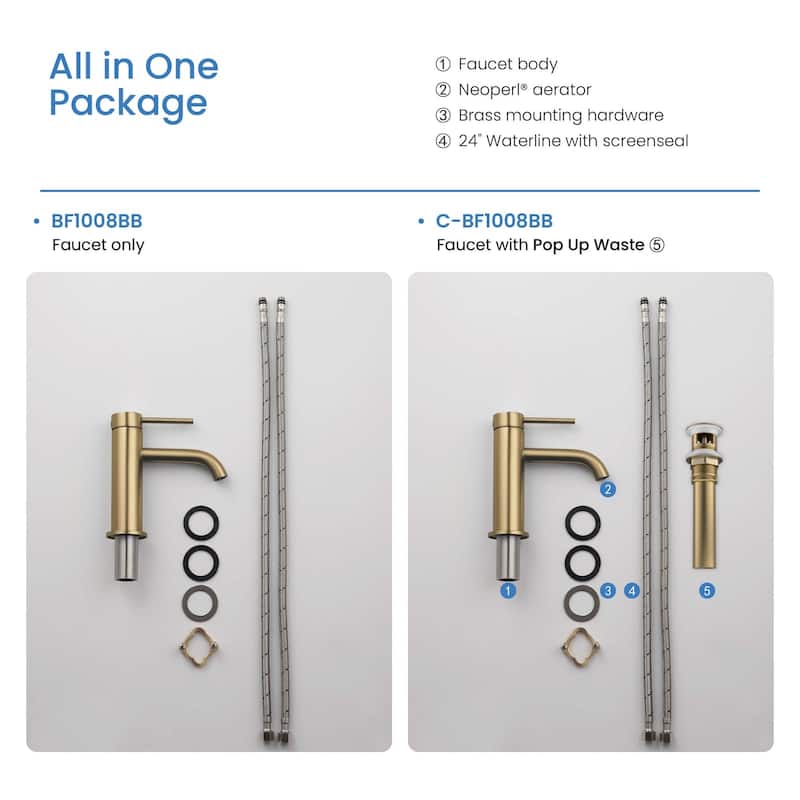 Lead Free Single Handle Bathroom Faucet with Water Hose