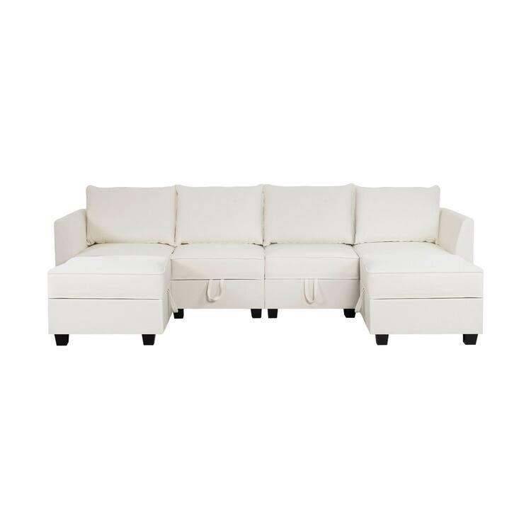 Modular Convertible U-Shaped Sectional Sofa with Reversible Chaise, Oversized Couch