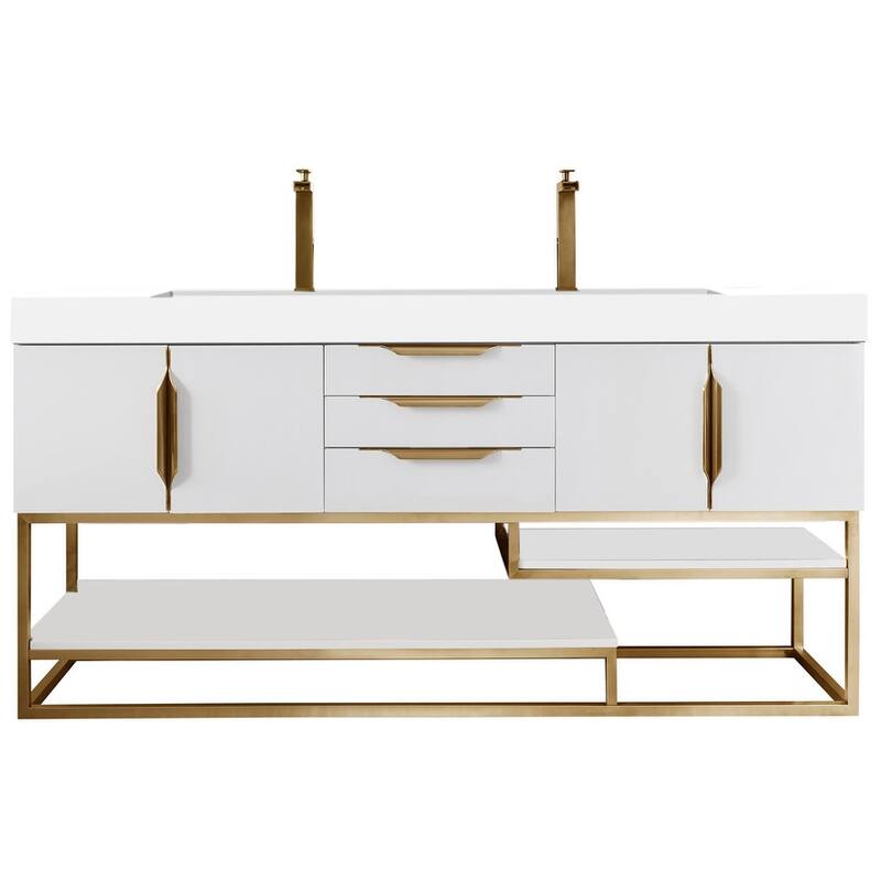 James Martin Vanities 983-V72D-RG-GW Columbia 72" Free Standing Double - Glossy White - Painted